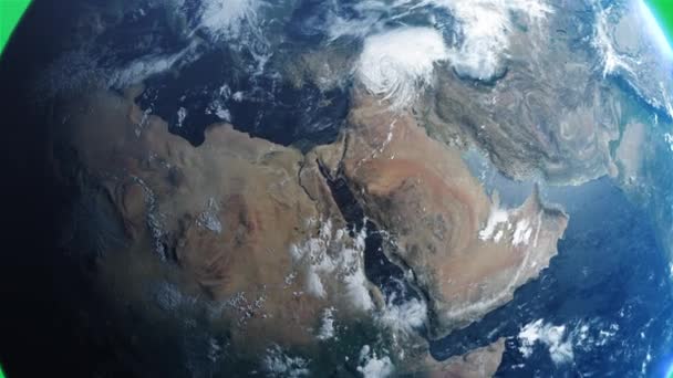 Cinematic Planet Earth Terisolasi Chroma Layar Hijau Timur Tengah Zoom — Stok Video