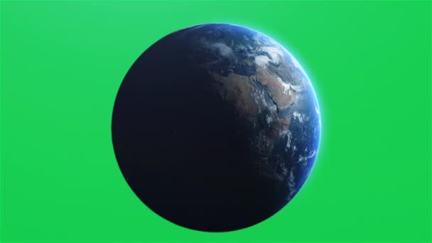 Planeta Cinemático Tierra Aislado Croma Verde Pantalla Oriente Medio Zoom — Vídeos de Stock