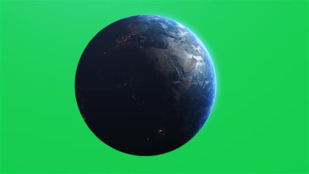 Planète Cinématographique Terre Isolé Chroma Green Screen Afrique Moyen Orient — Video