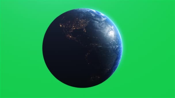 Planeta Filmowa Ziemia Izolowany Chroma Zielony Ekran Ameryka Prores 422 — Wideo stockowe