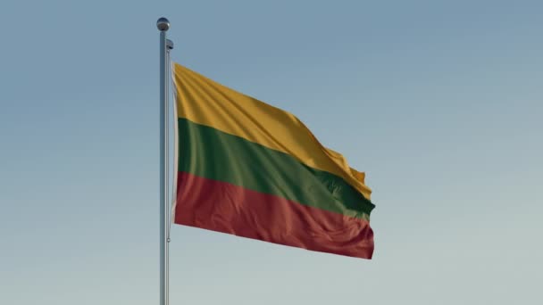 Litauens Flagga Cinematic Loopable Motion Blue Sky Serien 422 Realistisk — Stockvideo