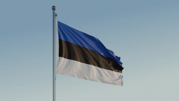 Estland Vlag Cinematic Loopable Motion Blue Sky Prores 422 Realistisch — Stockvideo