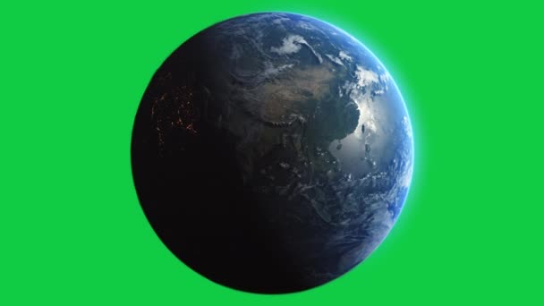 Cinematic Earth Långsam Enkel Zoom Chroma Grön Skärm Isolerad Kina — Stockvideo