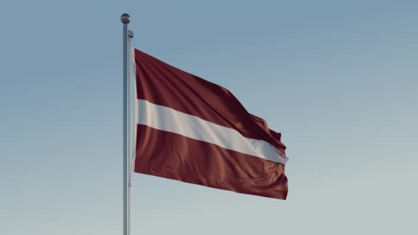 Флаг Латвии Кинематографическое Движение Голубым Небом Prores 444 Realistic — стоковое видео