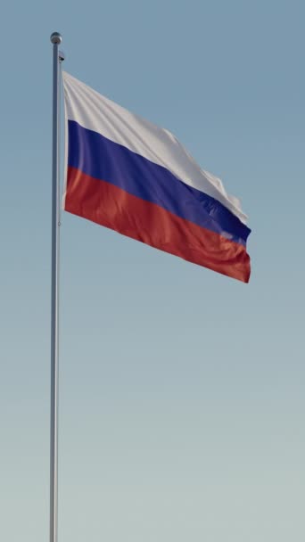 Ρωσία Μόσχα Σημαία Κάθετη Κινηματογραφική Βρόχο Ρεαλιστική Κίνηση Blue Sky — Αρχείο Βίντεο
