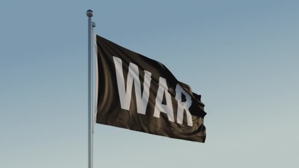 War Text Black Fag Pole Global Cinematic Loop Realistic Blue — 图库视频影像