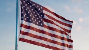 ABD Washington Flag Sinematik Gerçekçi Dalgalanan Dolly