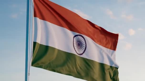 India Bharat New Delhi Flag Cinematic Realistic Waving Dolly Out — Stok Video