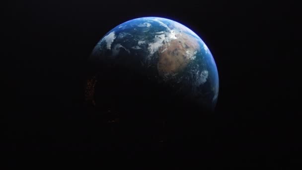 Cinematic Planet Earth Långsam Omloppsbana Från Mörka Sidan Afrika Realistisk — Stockvideo