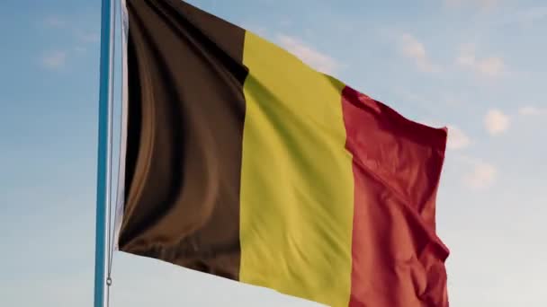 Bélgica Bandera Bruselas Cinematic Realistic Waving Zoom Dolly Out — Vídeos de Stock