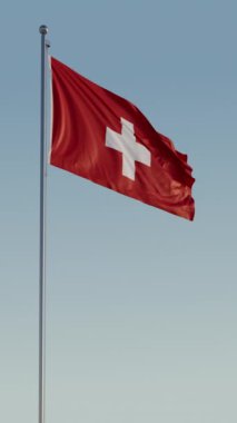İsviçre Bern Bayrağı dikey Sinematik Döngü Gerçekçi Hareket Mavi Gökyüzü