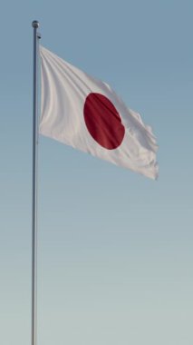 Japon Tokyo Bayrağı dikey Sinematik Döngü Gerçekçi Hareket Mavi Gökyüzü Dalgalanması