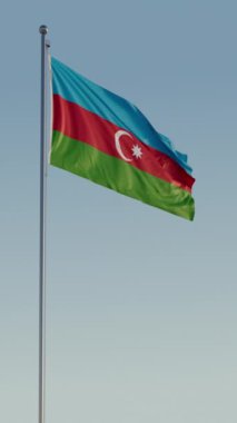 Azerbaycan Bakü Bayrağı dikey Sinema Döngüsü Gerçekçi Gökyüzü