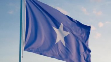 Somali Mogadişu Bayrağı Sinematik Gerçekçi Dalgalanan Dalgalanan Dalgalanan Dalgalar Mavi Gök