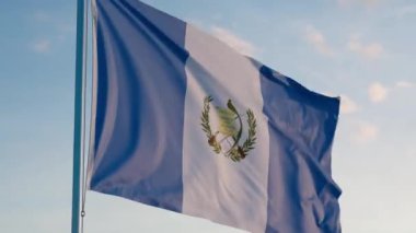 Guatemala Guatemala Şehri Bayrağı Sinematik Gerçekçi Dalgalanan Doom Mavi Gök