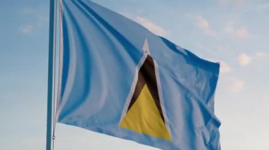 Saint Lucia Castries Sinematik Gerçekçi Dalgalanan Doom Mavi Gökyüzü