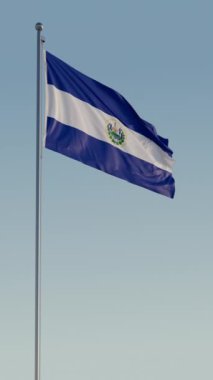 El Salvador San Salvador Bayrağı Dikey Sinema Gerçekçi Dalgalanan Zoom Döngüsü