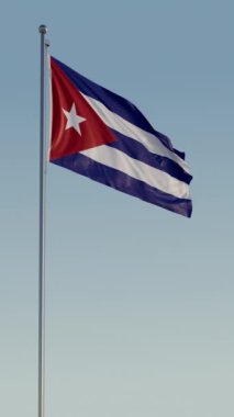 Küba Havana Bayrağı Dikey Sinema Gerçekçi Dalgalanan Zoom Döngüsü