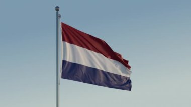 Hollanda Amsterdam Flag döngüsü Sinematik Gerçekçi Dalgalanan Mavi Gökyüzü