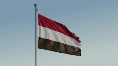 Yemen Sana 'a Flag döngüsü Sinematik Gerçekçi Dalgalanan Mavi Gökyüzü
