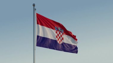 Hırvatistan Zagreb Bayrağı Sinematik Gerçekçi Dalgalanan Mavi Gökyüzünü Döngüledi
