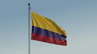 Kolombiya Bogota Bayrak Döngüsü Sinematik Gerçekçi Dalgalanan Mavi Gökyüzü