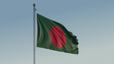 Bangladeş Dhaka Bayrak Döngüsü Sinematik Gerçekçi Dalgalanan Mavi Gökyüzü