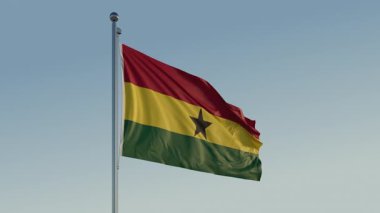 Gana Accra Bayrak Döngüsü Sinematik Gerçekçi Dalgalanan Mavi Gökyüzü
