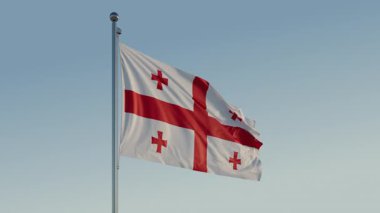 Georgia Tiflis Bayrağı Döngüsü Sinematik Gerçekçi Dalgalanan Mavi Gökyüzü
