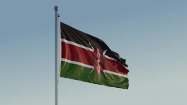 Kenya Nairobi Bayrak Döngüsü Sinematik Gerçekçi Dalgalanan Mavi Gökyüzü