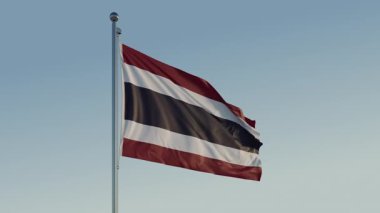Tayland Bangkok Bayrak Döngüsü Sinematik Gerçekçi Dalgalanan Mavi Gökyüzü
