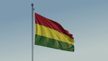 Bolivya Sucre Bayrak Döngüsü Sinematik Gerçekçi Dalgalanan Mavi Gökyüzü