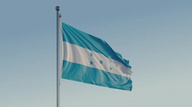 Honduras Tegucigalpa Bayrak Döngüsü Sinematik Gerçekçi Dalgalanan Mavi Gökyüzü