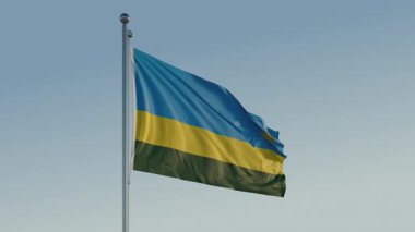 Ruanda Kigali Bayrak Döngüsü Sinematik Gerçekçi Dalgalanan Mavi Gökyüzü