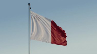 Malta Valletta Bayraksız döngü Sinematik Gerçekçi Dalgalanan Mavi Gökyüzü