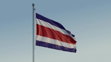 Kosta Rika San Jos Bayraksız döngü Sinematik Gerçekçi Dalgalanan Mavi Gökyüzü