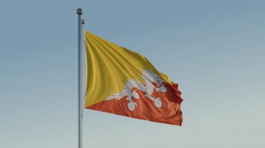 Bhutan Thimphu Bayraksız döngü Sinematik Gerçekçi Dalgalı Mavi Gökyüzü