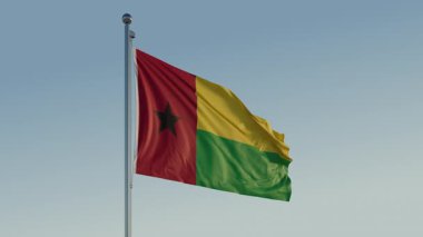 Gine-Bissau Bissau Bayraksız döngü Sinematik Gerçekçi Dalgalı Mavi Gökyüzü