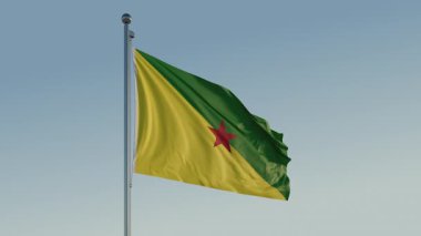 Fransız Guyanası Cayenne Bayraksız döngü Sinematik Gerçekçi Dalgalı Mavi Gökyüzü