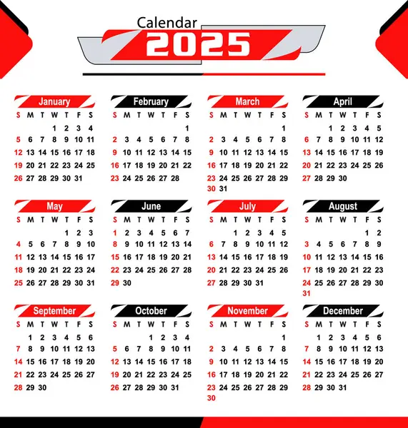 profesyonel yıllık takvim 2025, yıllık takvim 2025 vektör illüstrasyonu. 