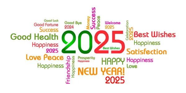 En iyi dileklerimle 2025 Beyaz arka planda mutlu yıllar. Yeni Yıl Arifesi 2025 Kutlama geçmişi. 