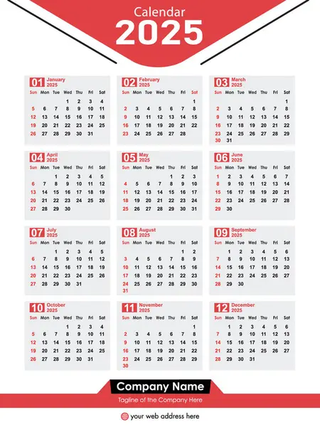 2025 Takvim vektörü, Takvim tarihi planlayıcısı 2025 Düzenlenebilir Tasarım. Günlük planlayıcısı 2025.