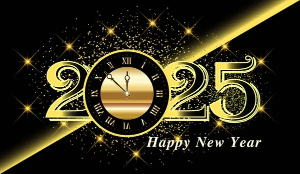 Premium 2025 Mutlu yıllar siyah şablon, lüks tebrik kartı şablonu 2025