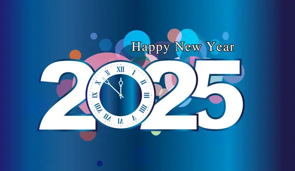 2025 Mutlu Yıllar Şablon 2025 Vektör, 2025 siyah arkaplan mavi metin