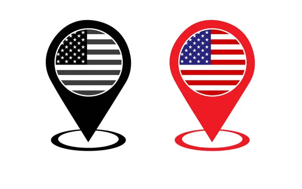 Premium Vector America Konum Haritası simgesi, ABD bayrak simgesi. Birleşik Devletler GPS işaretleyici