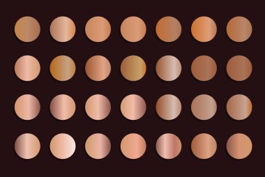 Altın folyo deseni seti. Siyah arka planda izole edilmiş pembe metalik doku koleksiyonu. Vektör illüstrasyonu