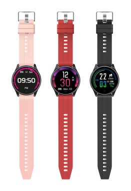 Gerçekçi kol saatleri. Kronograflı 3D klasik ve modern iş saatleri.