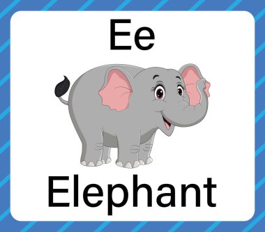 Fil vektörü beyaz arkaplanda izole edildi. E harfi hafıza kartı.