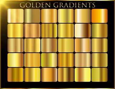 Altın arka plan doku vektör simge seamless modeli. Işık, gerçekçi, zarif, parlak, metalik ve altın gradyan illüstrasyon. Malzeme kafes. Tasarım kare, şerit, sikke, soyut