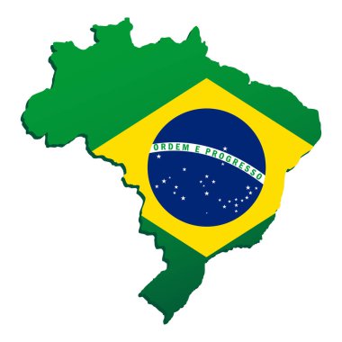 Brezilya 'nın bayraklı vektör illüstrasyon haritası yüksek detaylı.